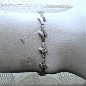 Vintage Designer Solid 14K 585 White Gold CZ Cluster Tennis Bracelet P